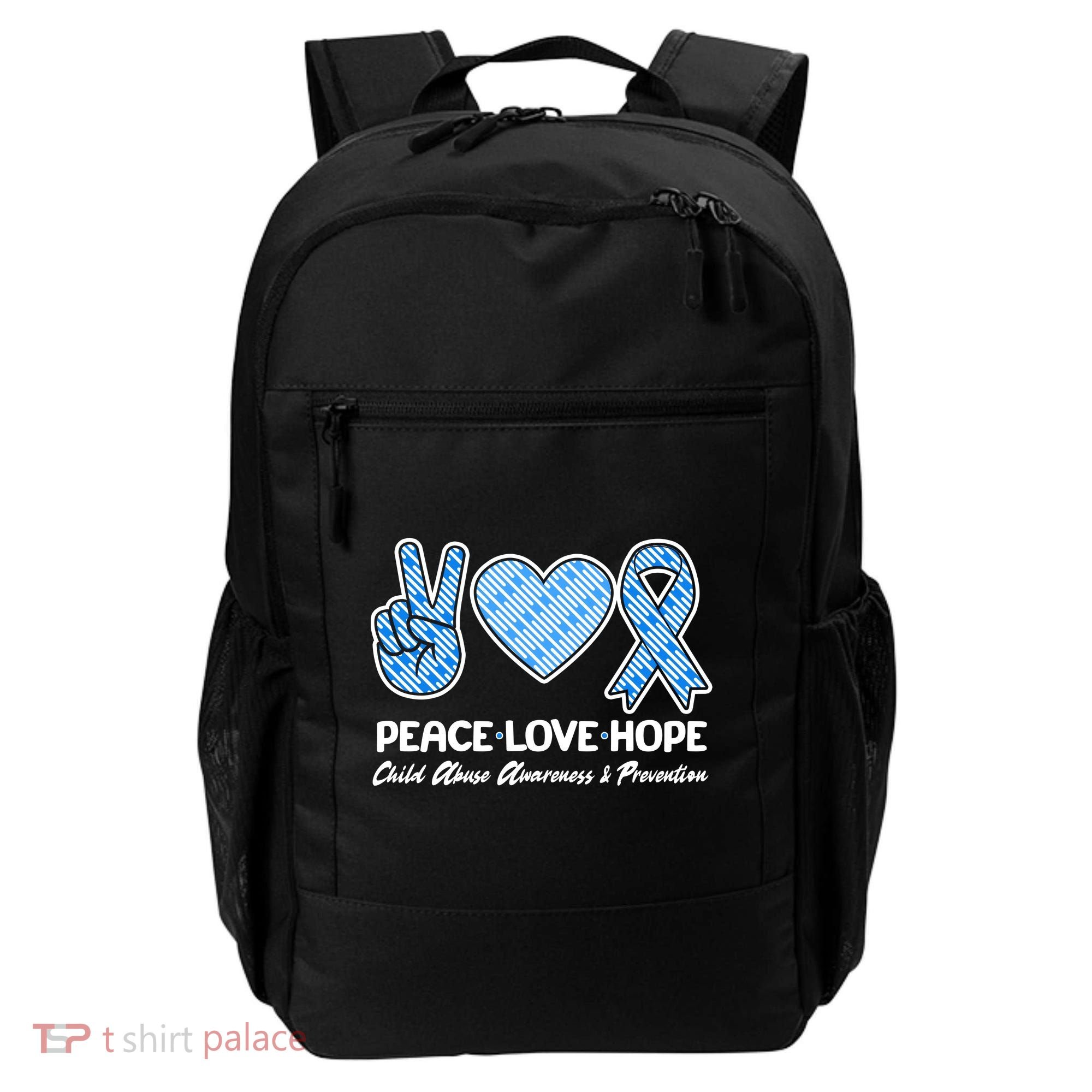 Peace Love Hope Child Abuse Awareness and Prevention Backpack