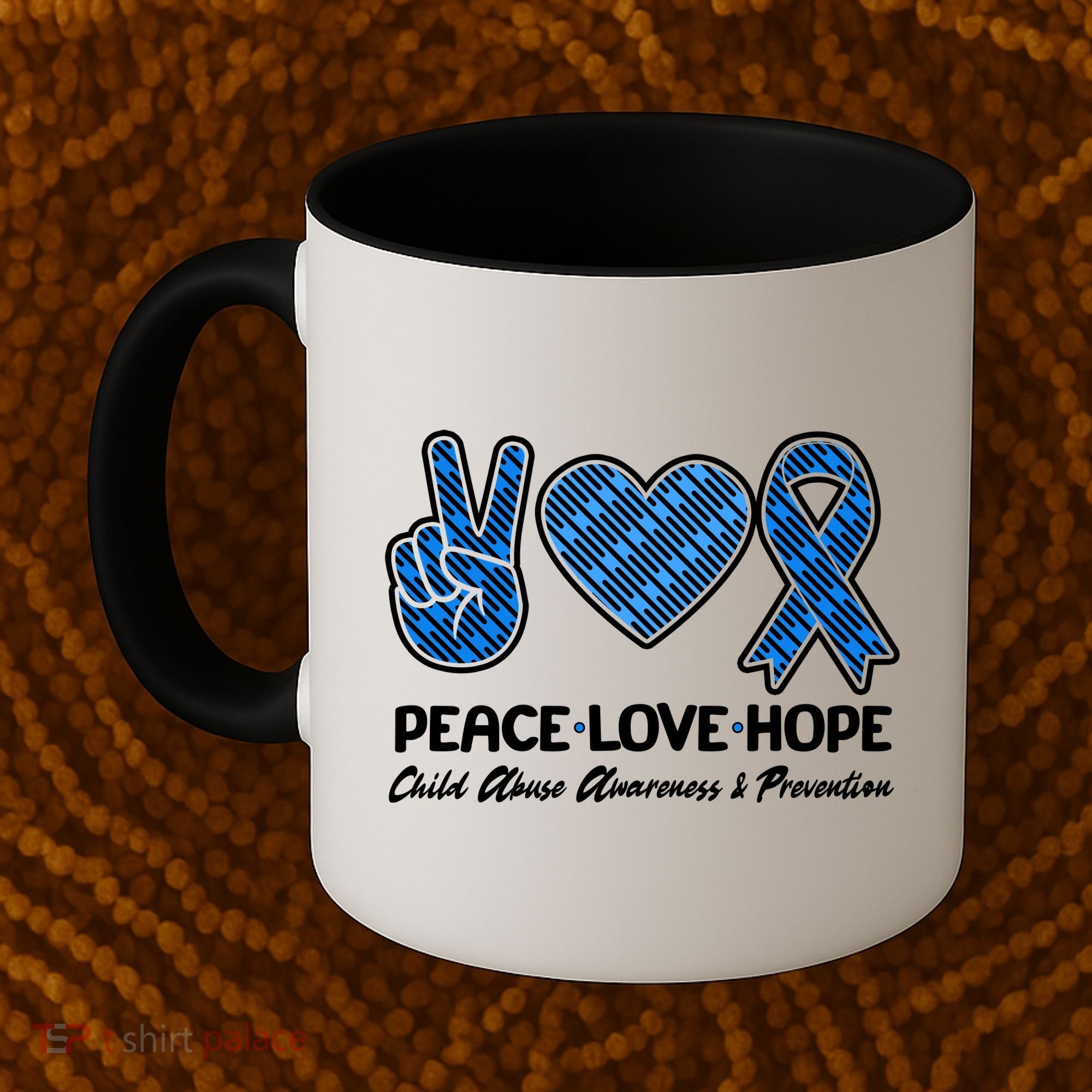 Peace Love Hope Child Abuse Awareness and Prevention Coffee Mug
