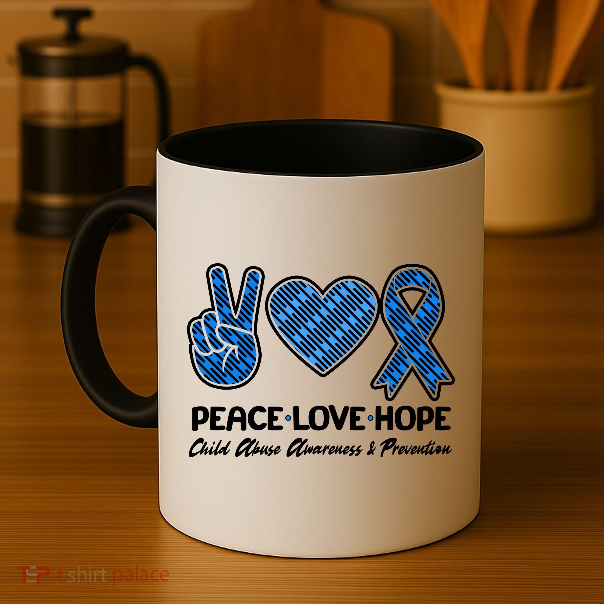 Peace Love Hope Child Abuse Awareness and Prevention Coffee Mug