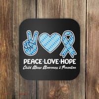 Peace Love Hope Child Abuse Awareness and Prevention Coaster thumb 0