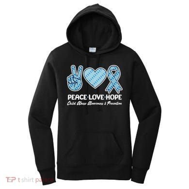Peace Love Hope Child Abuse Awareness and Prevention Women's Hoodie