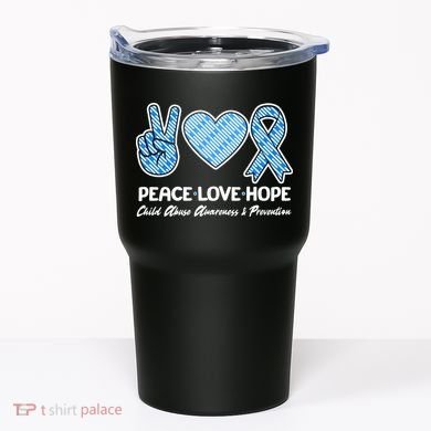 Peace Love Hope Child Abuse Awareness and Prevention Tumbler