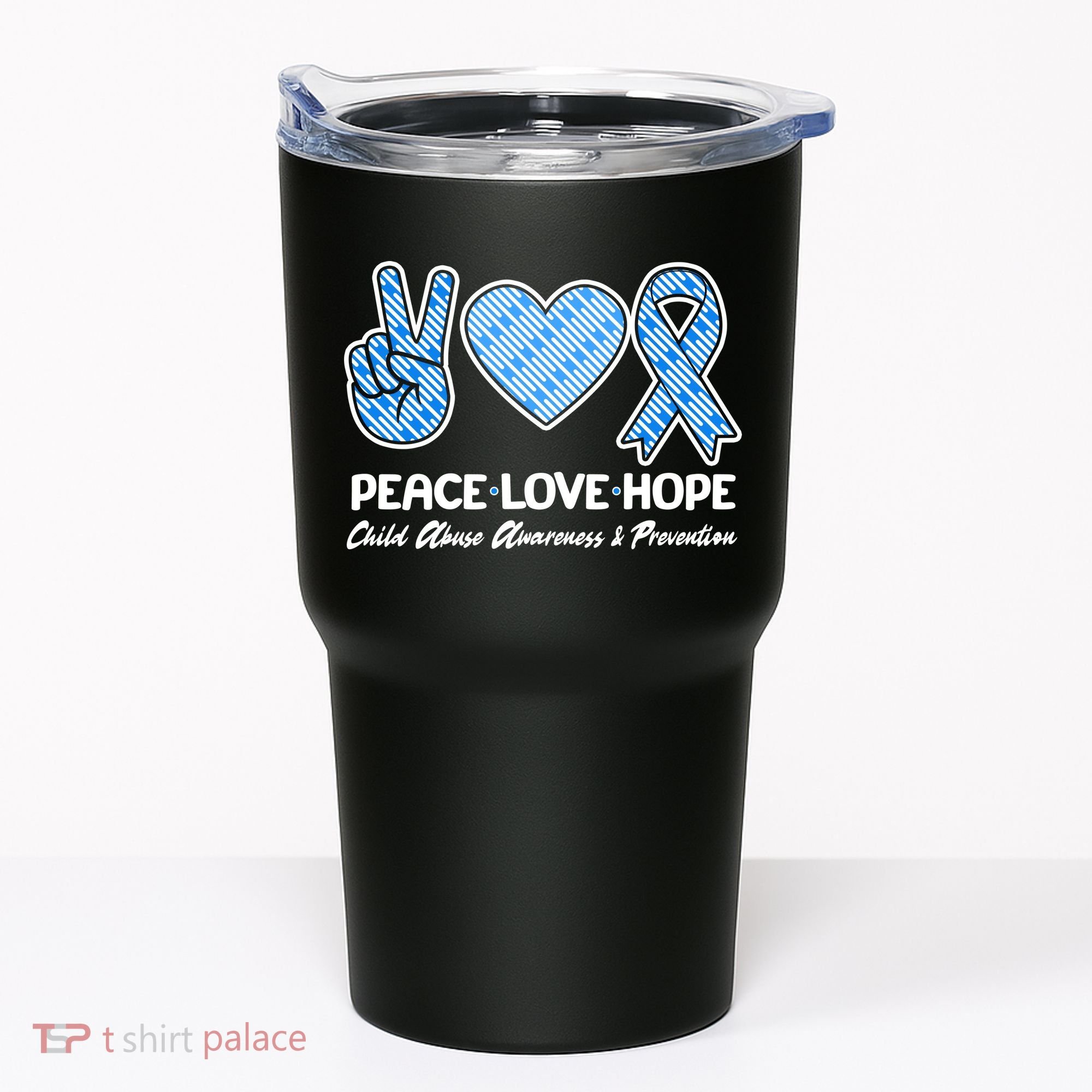 Peace Love Hope Child Abuse Awareness and Prevention Tumbler