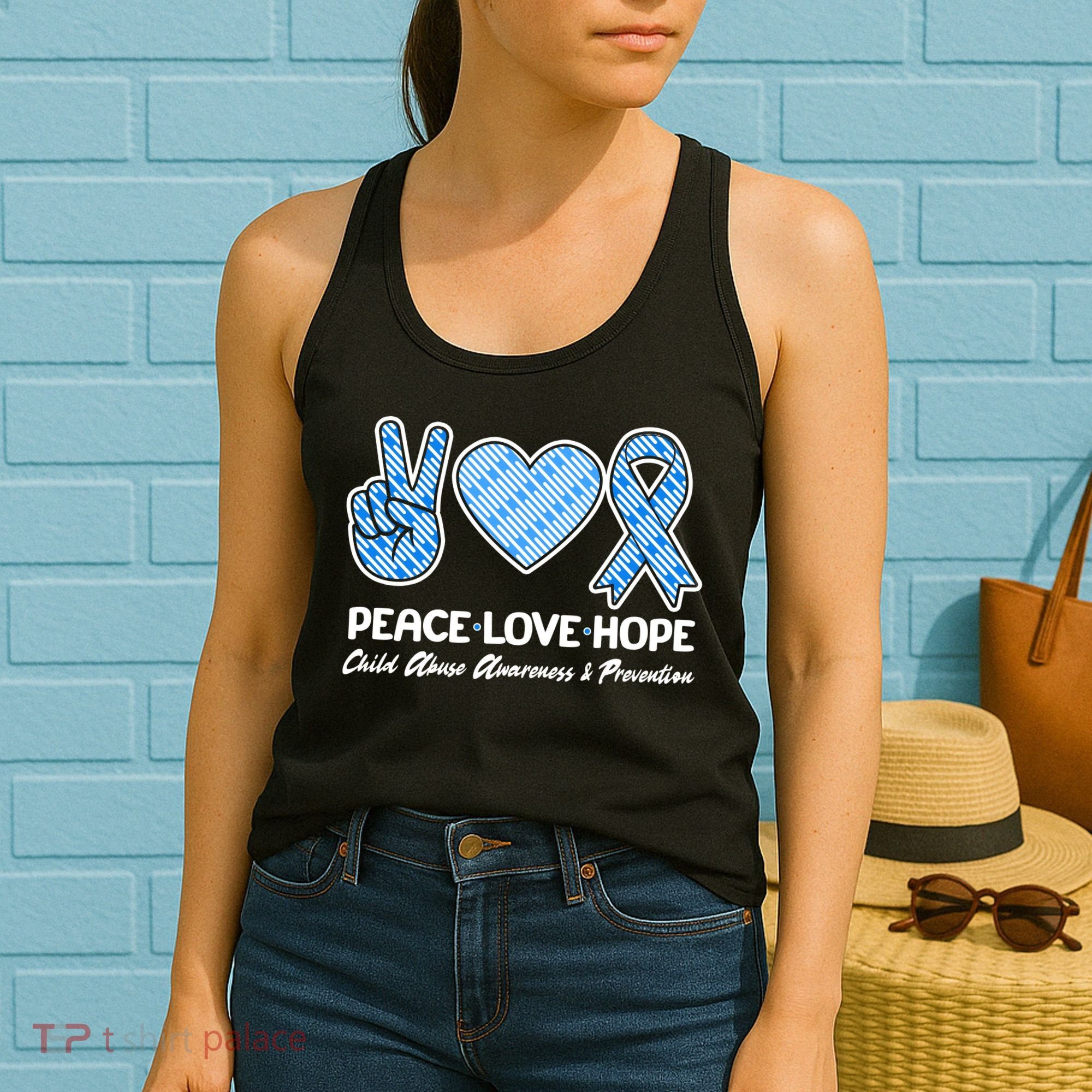 Peace Love Hope Child Abuse Awareness and Prevention Women's Tank Top