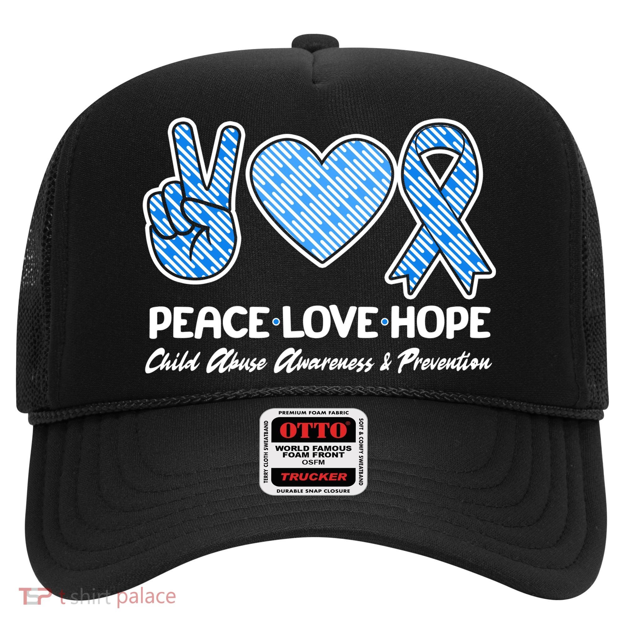 Peace Love Hope Child Abuse Awareness and Prevention Hat