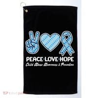 Peace Love Hope Child Abuse Awareness and Prevention Golf Towel thumb 0