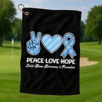 Peace Love Hope Child Abuse Awareness and Prevention Golf Towel thumb 1