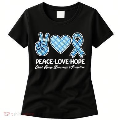 Peace Love Hope Child Abuse Awareness and Prevention Women's T-Shirt
