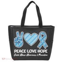 Peace Love Hope Child Abuse Awareness and Prevention Tote Bag thumb 0