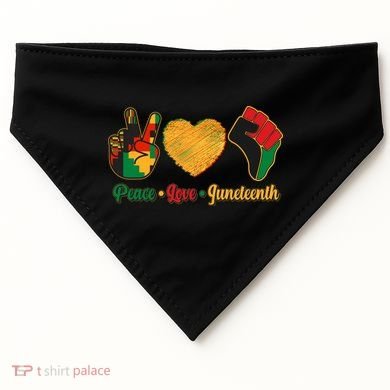 Peace Love Juneteenth June 19 1865 USA-Made Doggie Bandana