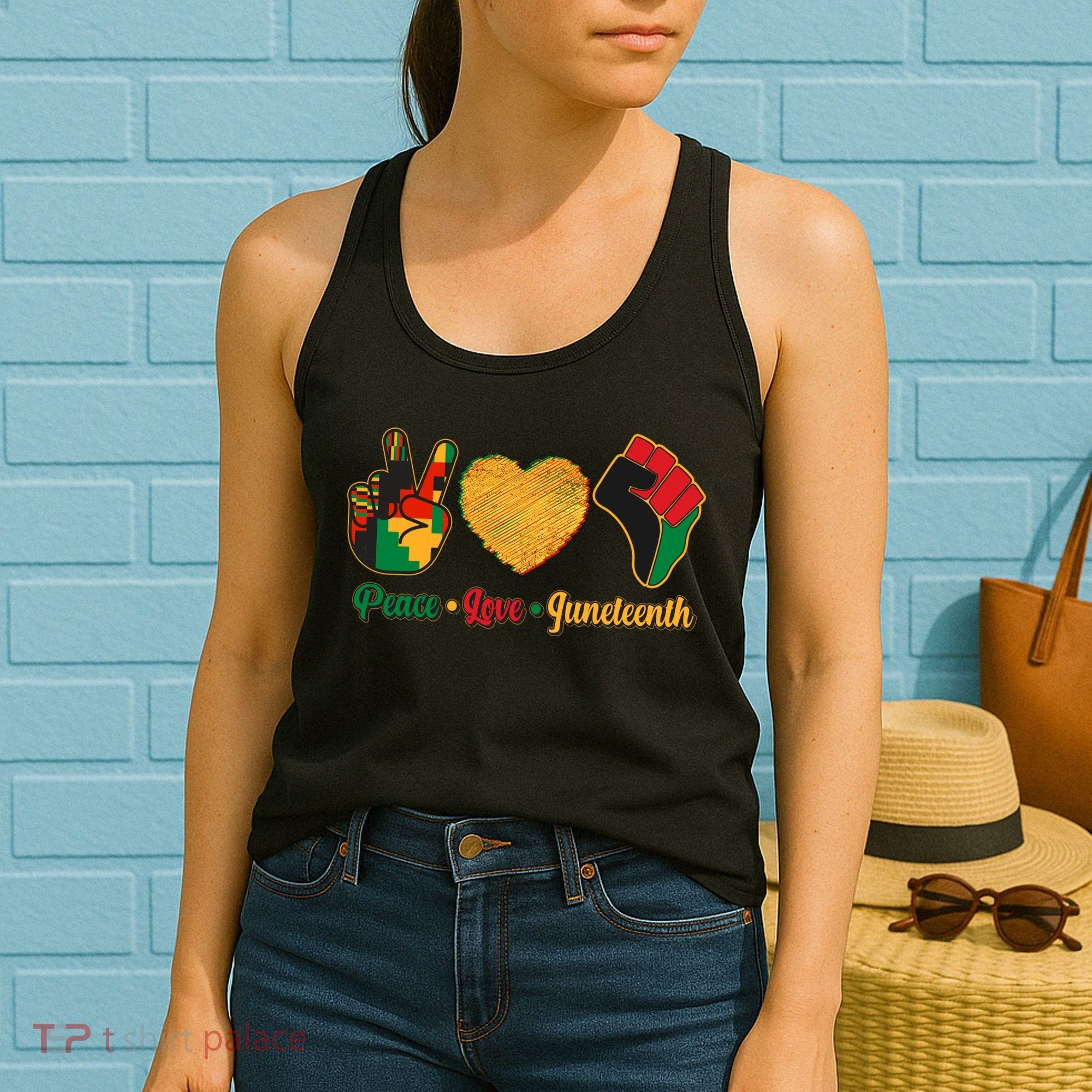 Peace Love Juneteenth June 19 1865 Women's Tank Top