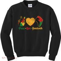 Peace Love Juneteenth June 19 1865 Kids Sweatshirt thumb 0
