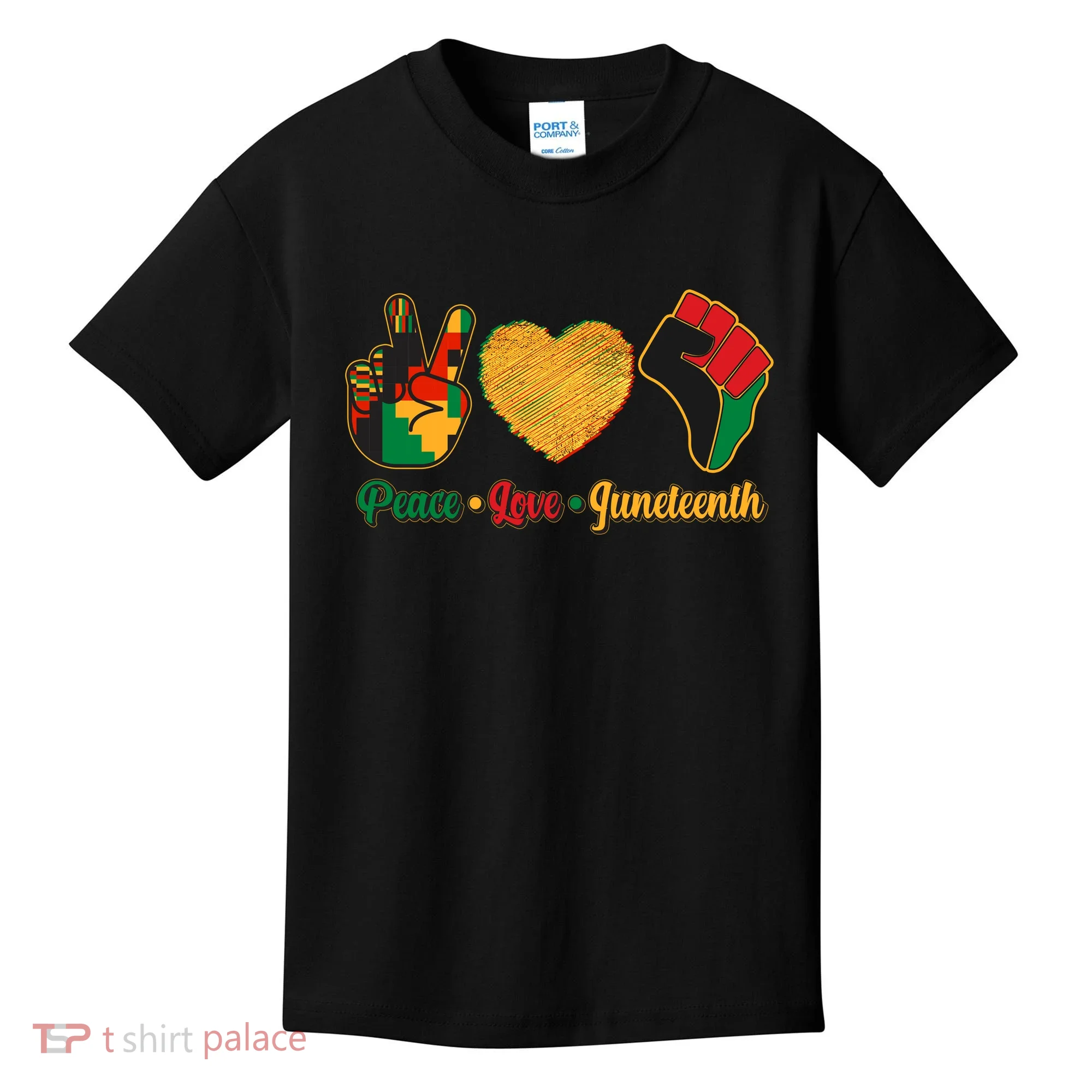 Peace Love Juneteenth June 19 1865 Kids T-Shirt