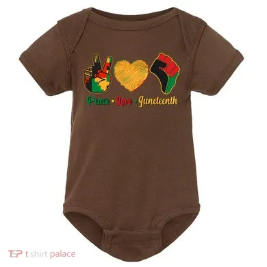 Peace Love Juneteenth June 19 1865 Baby Bodysuit