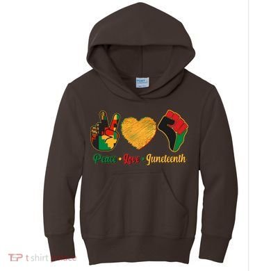 Peace Love Juneteenth June 19 1865 Kids Hoodie