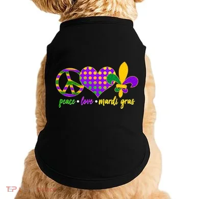 Peace Love Mardi Gras Doggie Tank