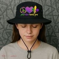 Peace Love Mardi Gras Bucket Hat thumb 3