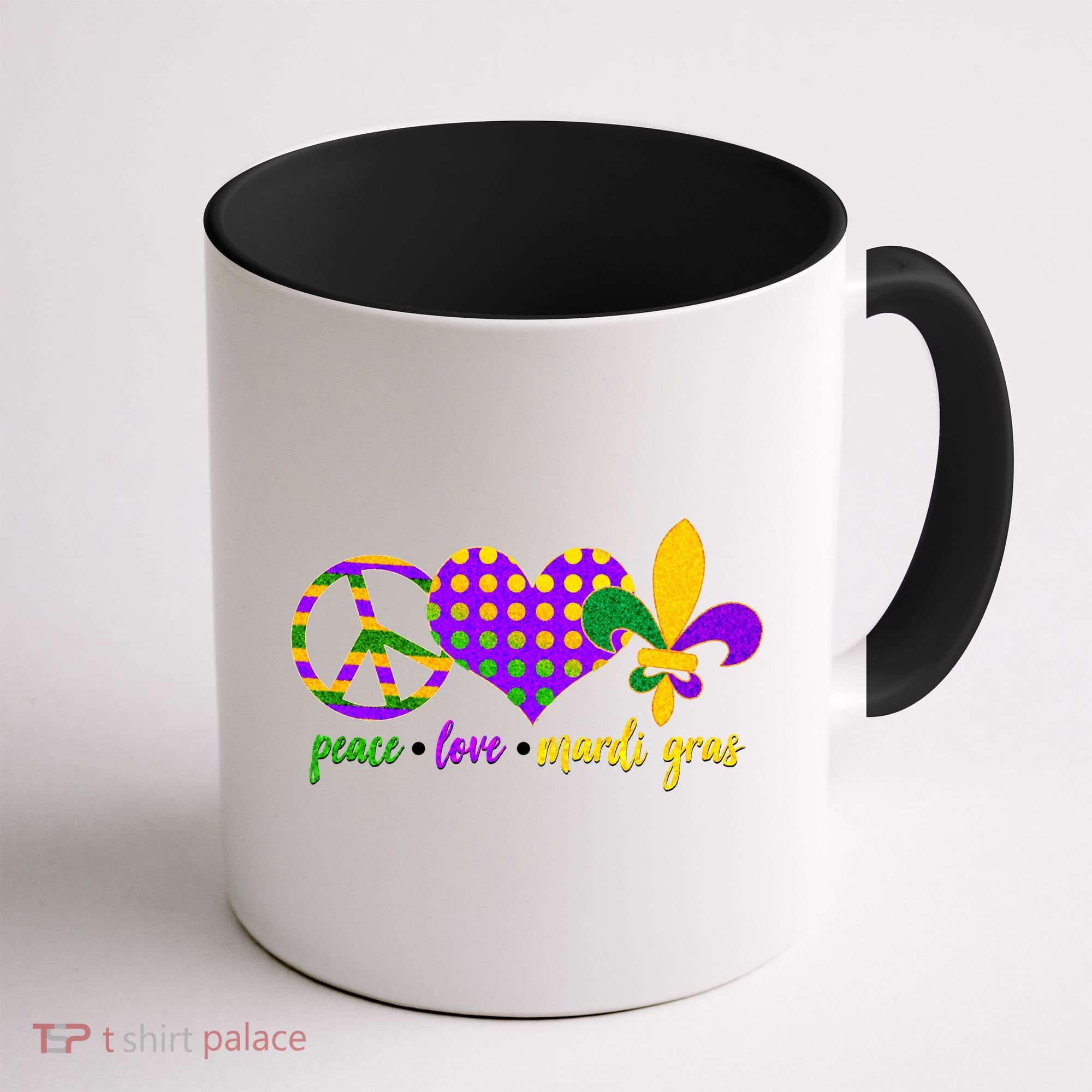 Peace Love Mardi Gras Coffee Mug