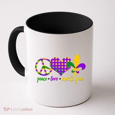 Peace Love Mardi Gras Coffee Mug