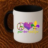 Peace Love Mardi Gras Coffee Mug thumb 2