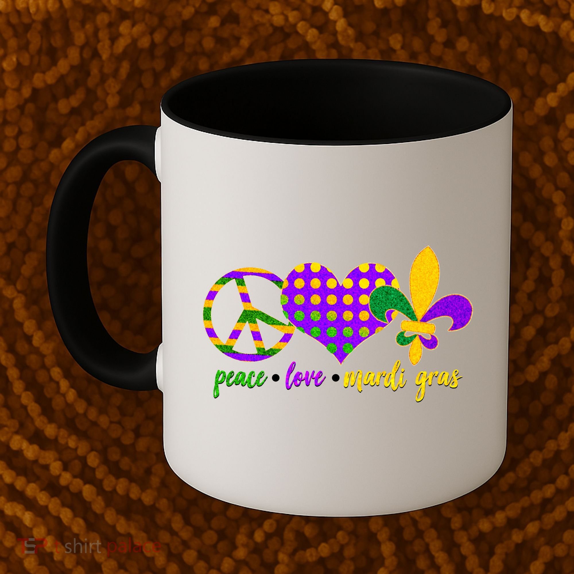 Peace Love Mardi Gras Coffee Mug