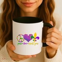 Peace Love Mardi Gras Coffee Mug thumb 3