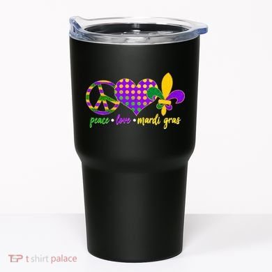 Peace Love Mardi Gras Tumbler