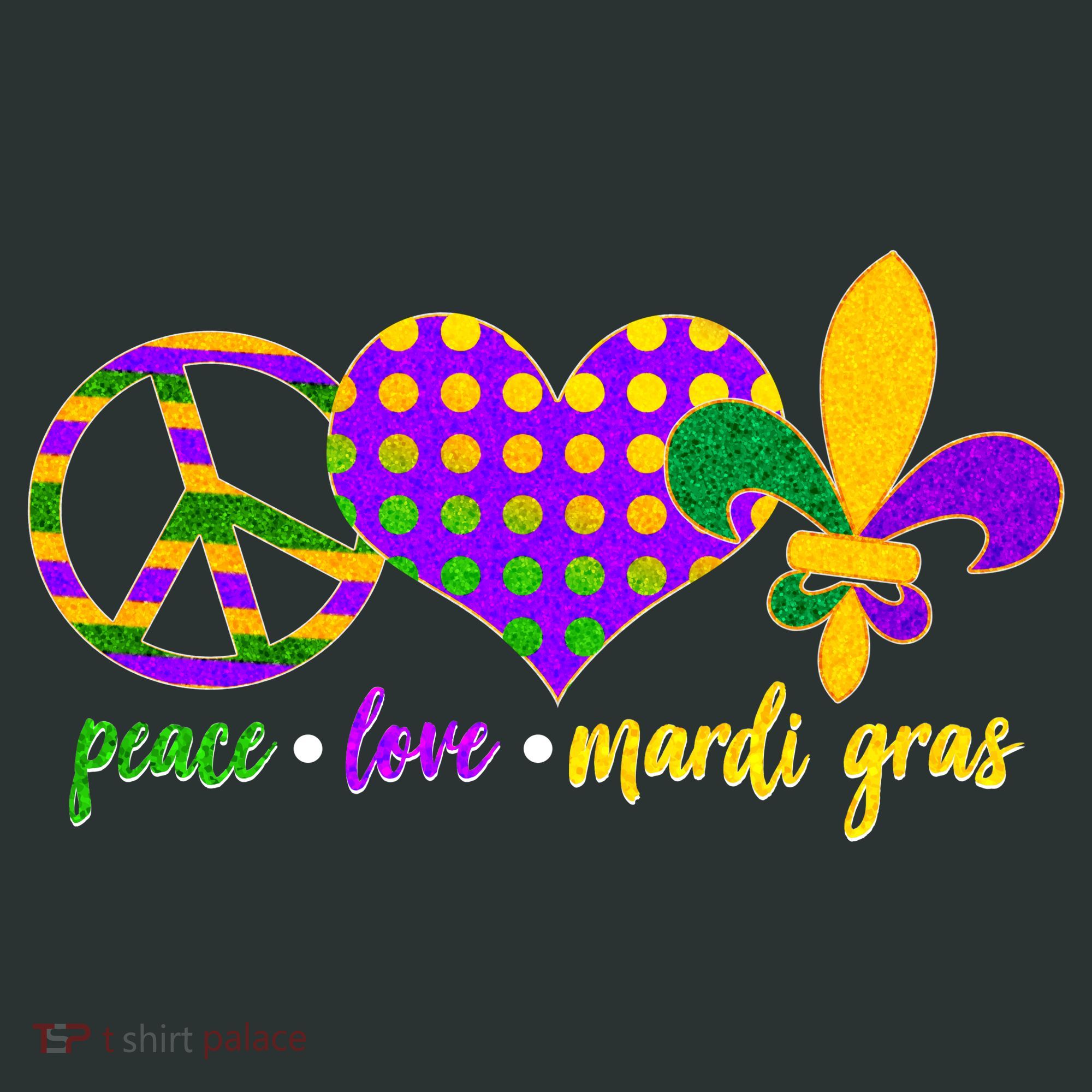 Peace Love Mardi Gras Baby Bodysuit