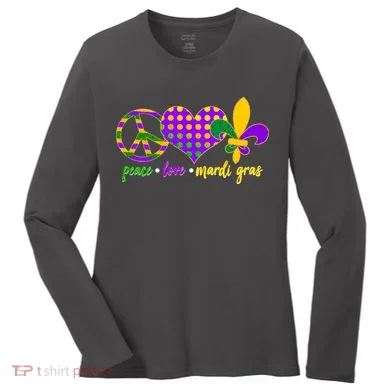 Peace Love Mardi Gras Women's Long Sleeve Shirt