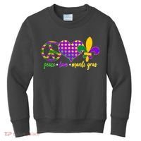 Peace Love Mardi Gras Kids Sweatshirt thumb 0