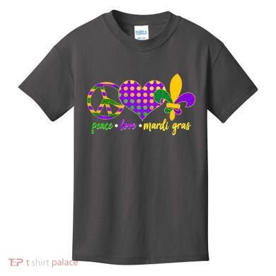 Peace Love Mardi Gras Kids T-Shirt