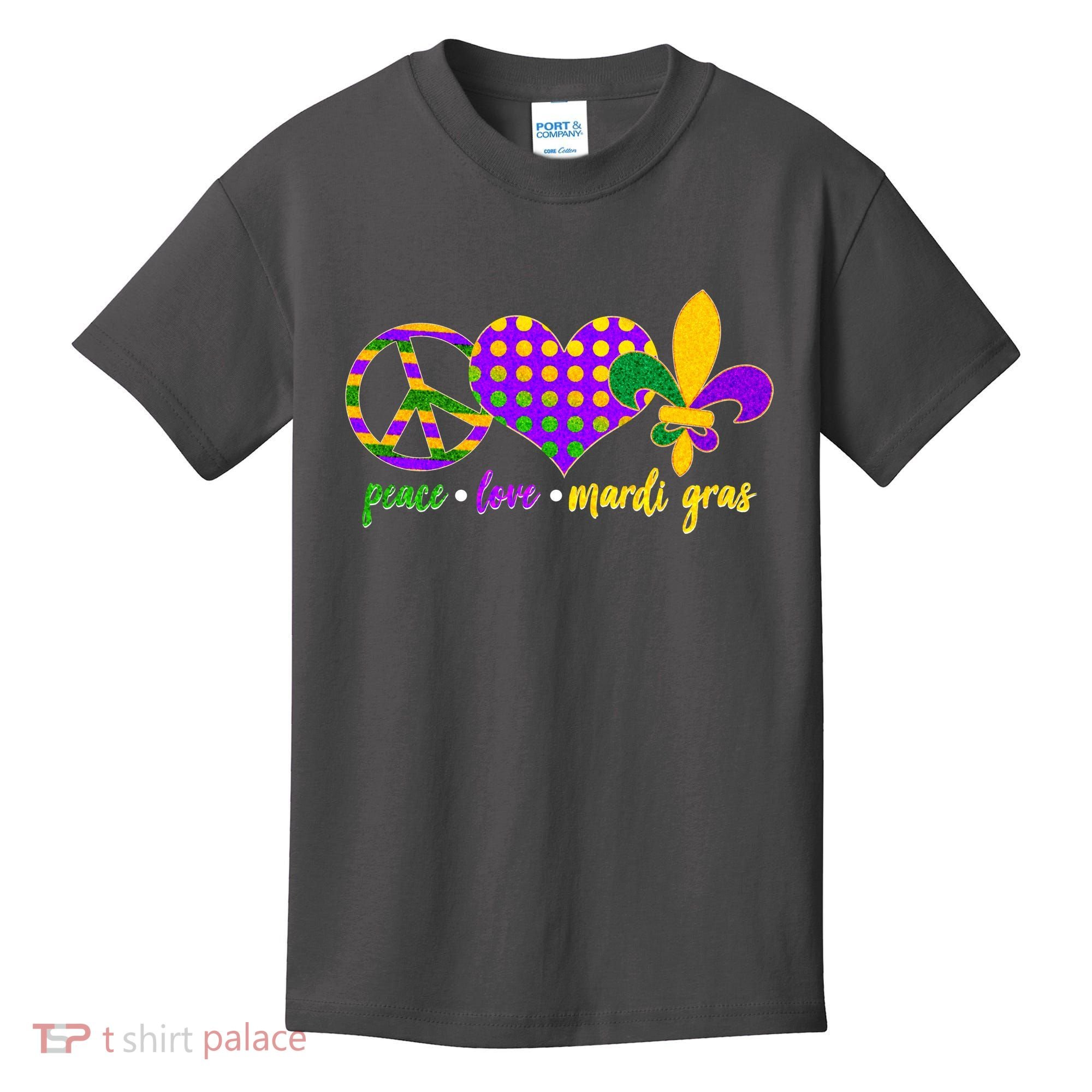 Peace Love Mardi Gras Kids T-Shirt