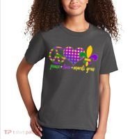 Peace Love Mardi Gras Kids T-Shirt thumb 2