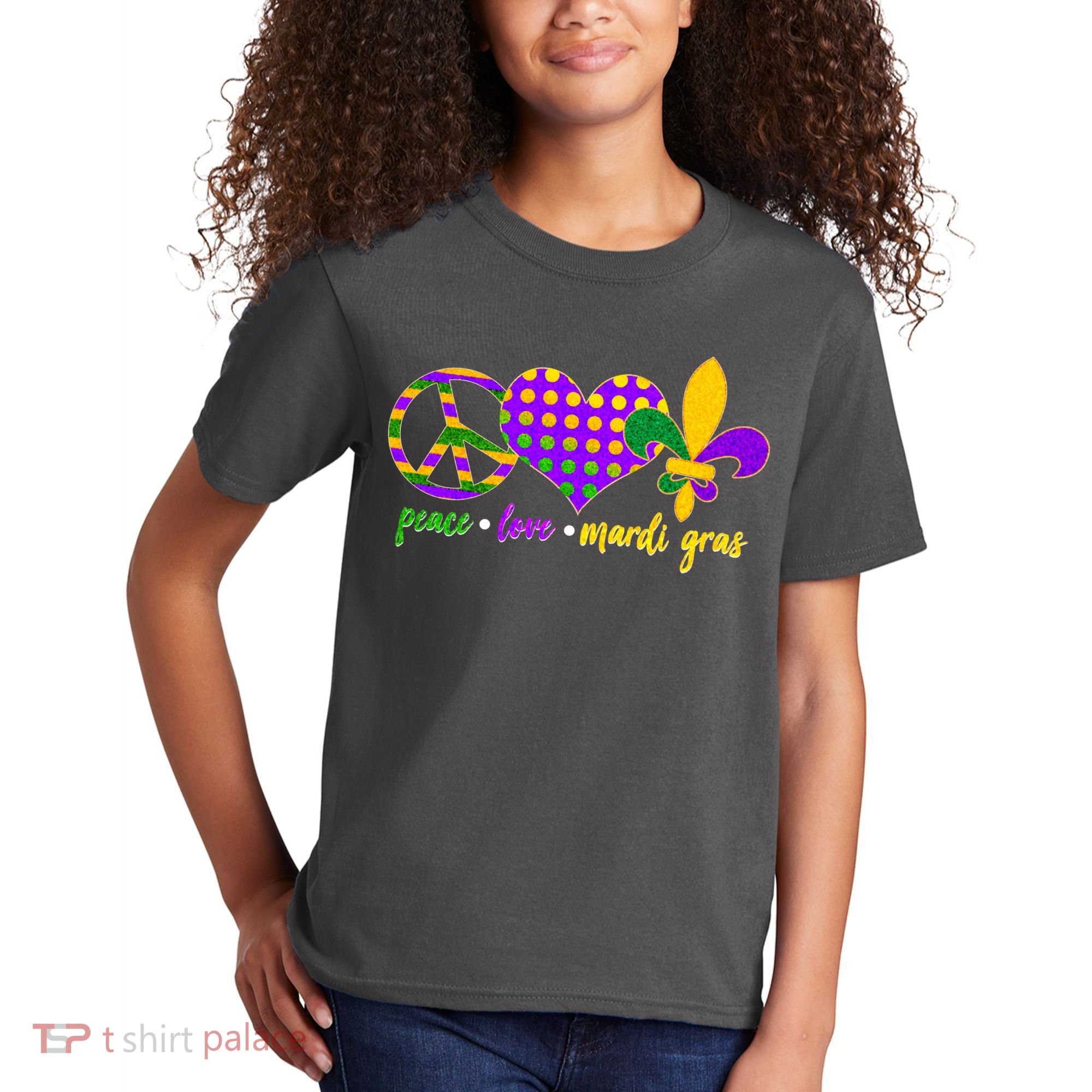 Peace Love Mardi Gras Kids T-Shirt