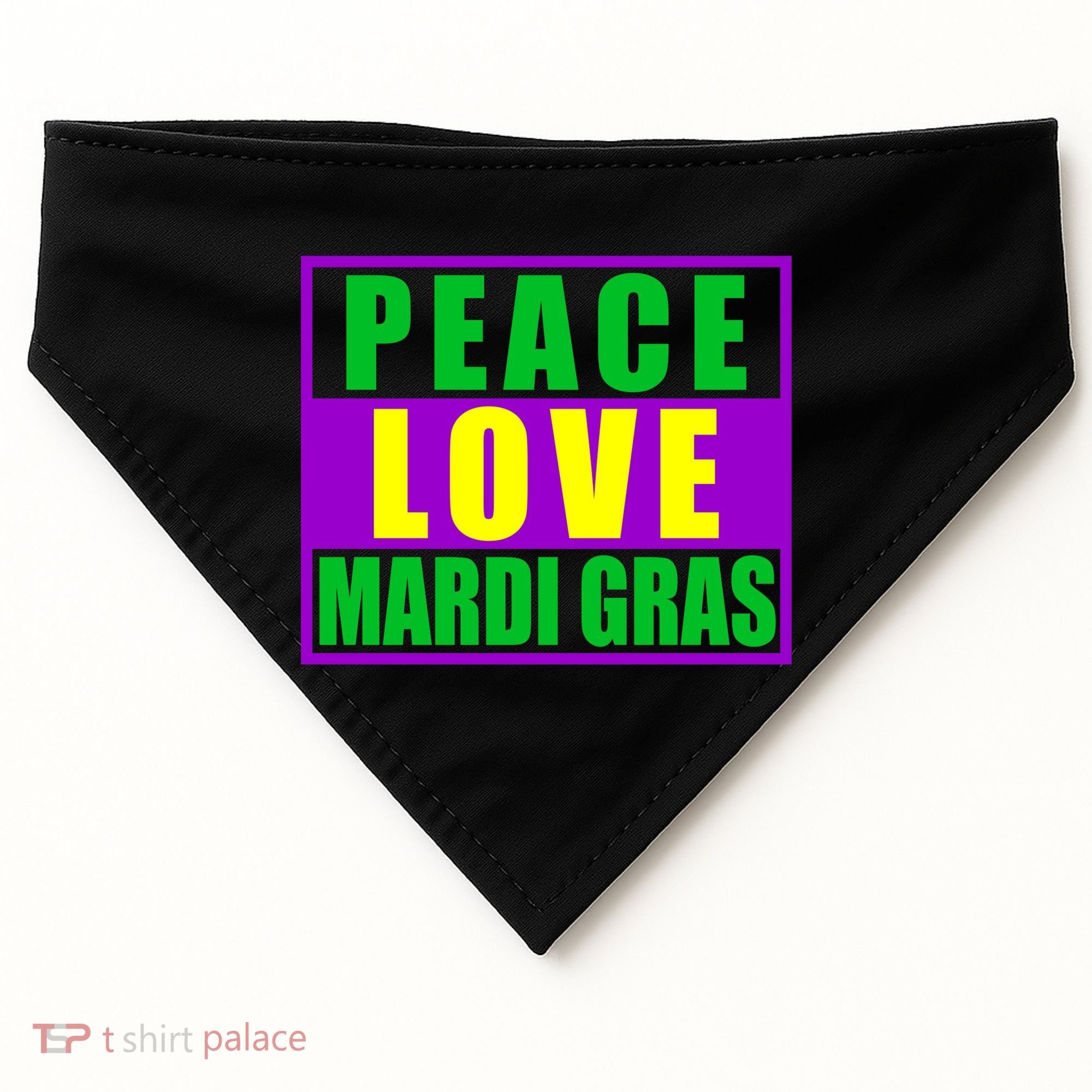 Peace Love Mardi Gras New Orleans USA-Made Doggie Bandana