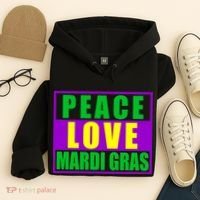 Peace Love Mardi Gras New Orleans Hoodie thumb 4