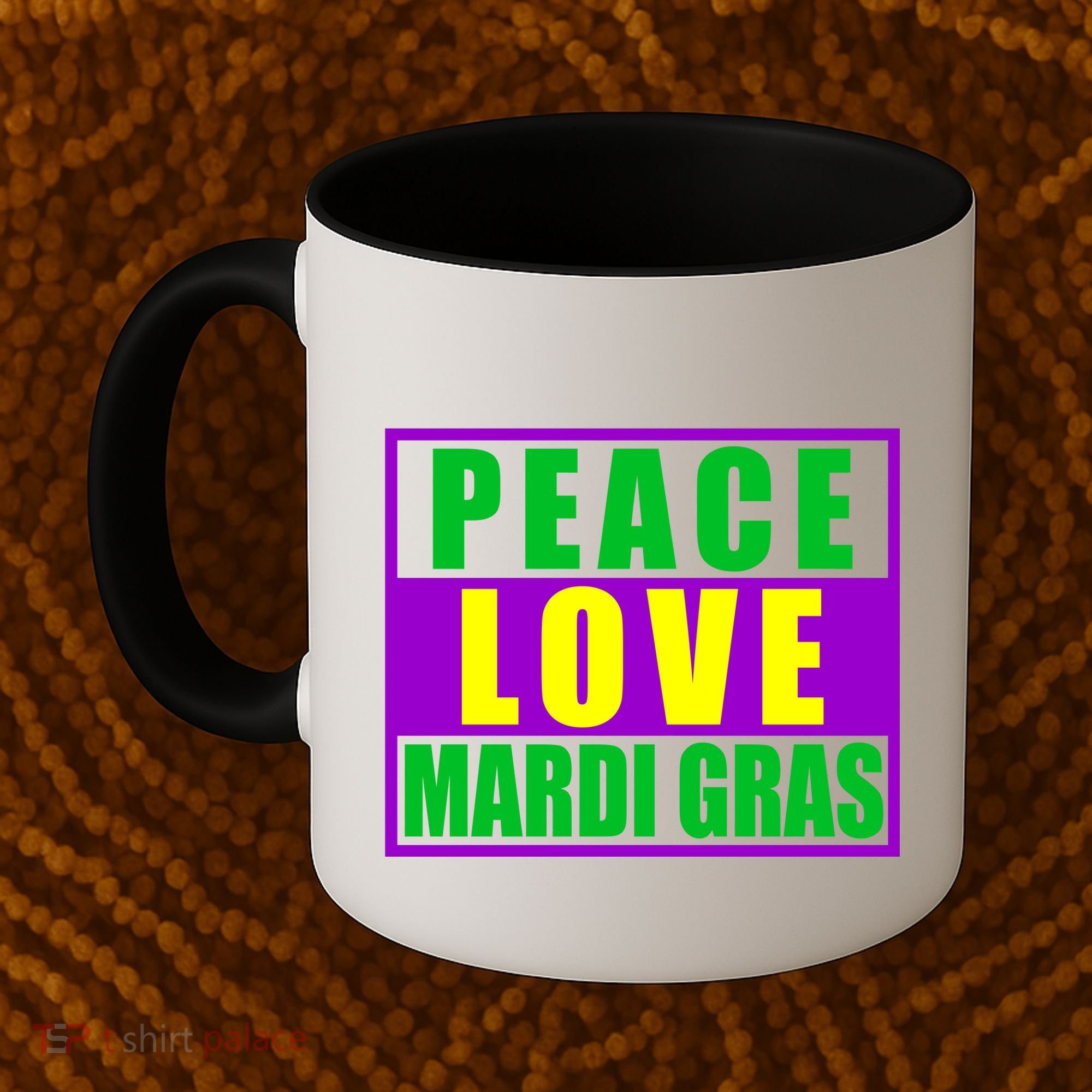 Peace Love Mardi Gras New Orleans Coffee Mug