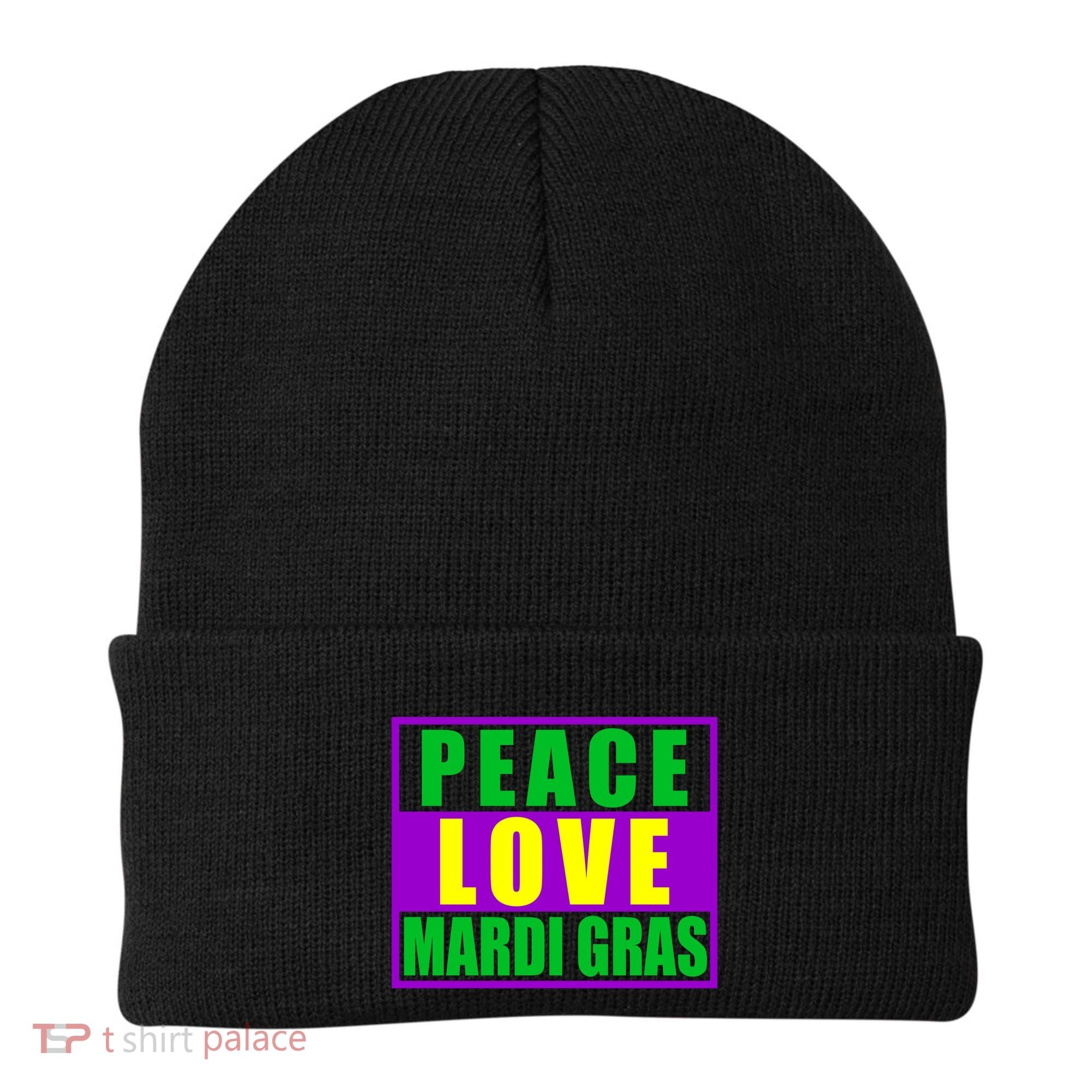 Peace Love Mardi Gras New Orleans Beanie