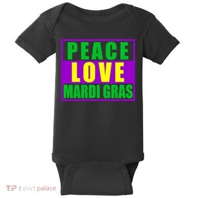 Peace Love Mardi Gras New Orleans Baby Bodysuit