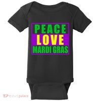 Peace Love Mardi Gras New Orleans Baby Bodysuit thumb 0