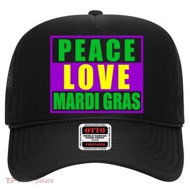Peace Love Mardi Gras New Orleans Hat