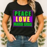 Peace Love Mardi Gras New Orleans Women's T-Shirt thumb 2
