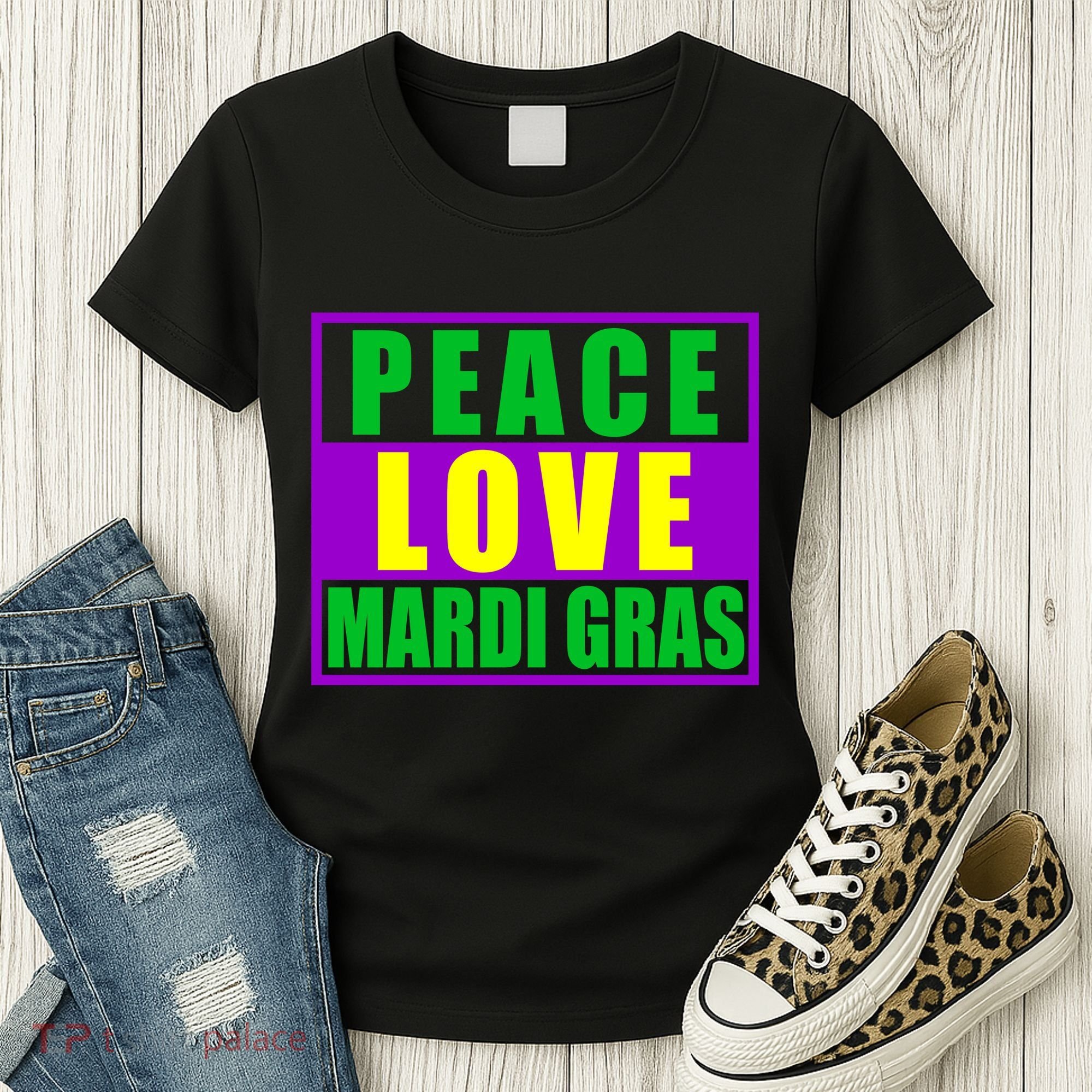 Peace Love Mardi Gras New Orleans Women's T-Shirt