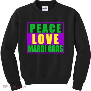 Peace Love Mardi Gras New Orleans Kids Sweatshirt