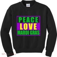 Peace Love Mardi Gras New Orleans Kids Sweatshirt thumb 0