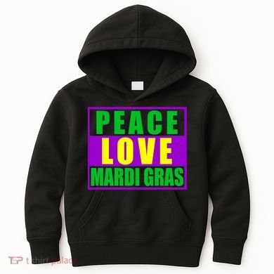 Peace Love Mardi Gras New Orleans Kids Hoodie