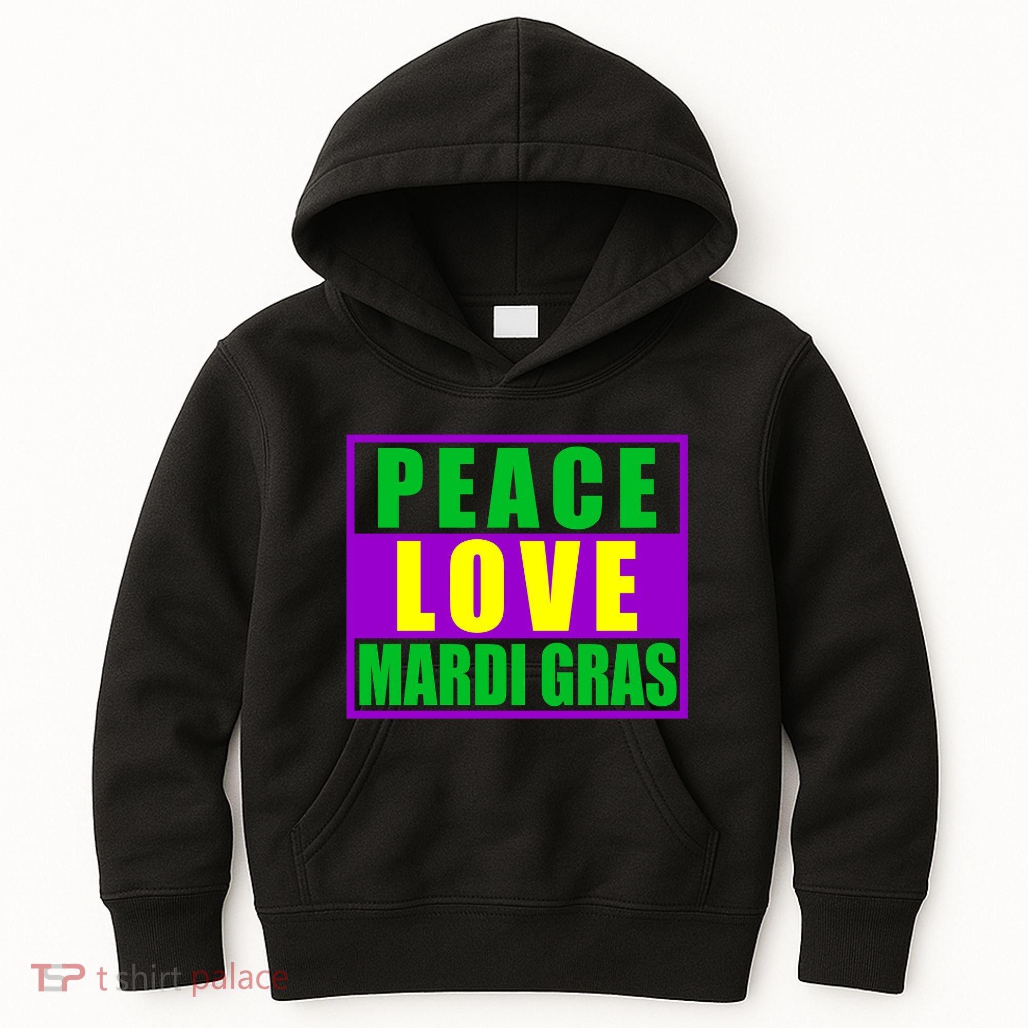 Peace Love Mardi Gras New Orleans Kids Hoodie