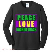 Peace Love Mardi Gras New Orleans Kids Long Sleeve Shirt thumb 0