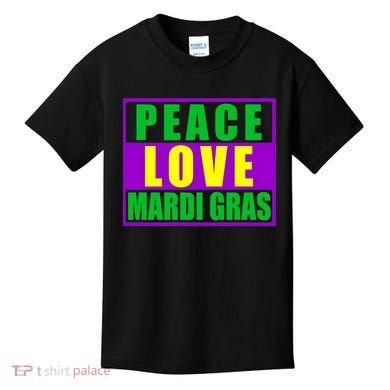 Peace Love Mardi Gras New Orleans Kids T-Shirt