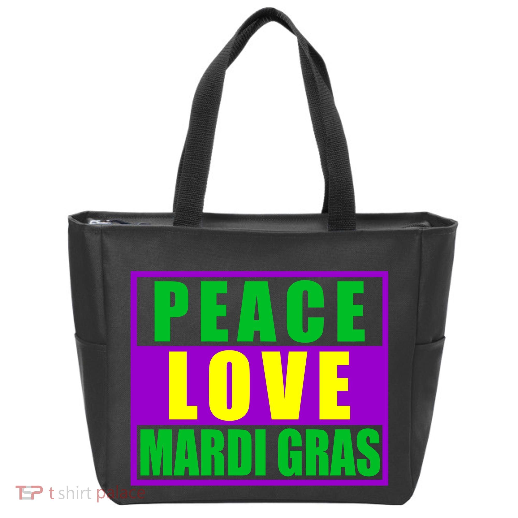 Peace Love Mardi Gras New Orleans Tote Bag
